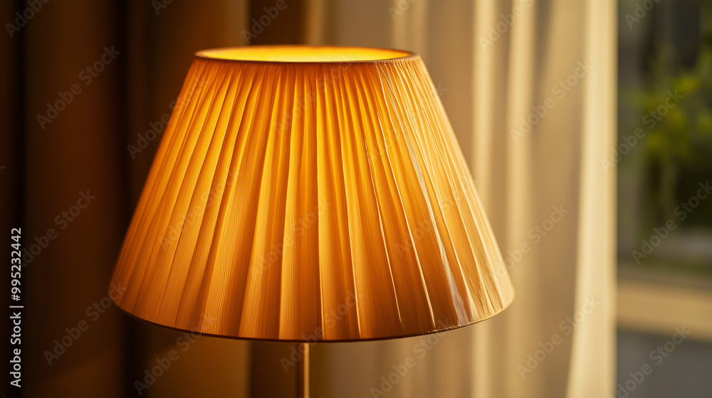 pleated lamp shade setting in a table in a living room pleated lamp shade setting in a table in a living room