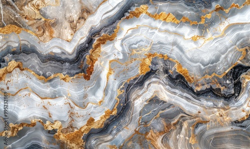 Textured Stone Wall with Natural Earth Tones. Abstract Veined Marble Texture with Gold Accents