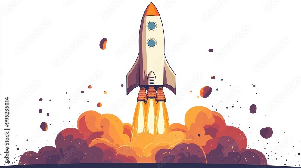 Halloween cartoon rocket launch vector illustration Halloween cartoon rocket launch vector illustration