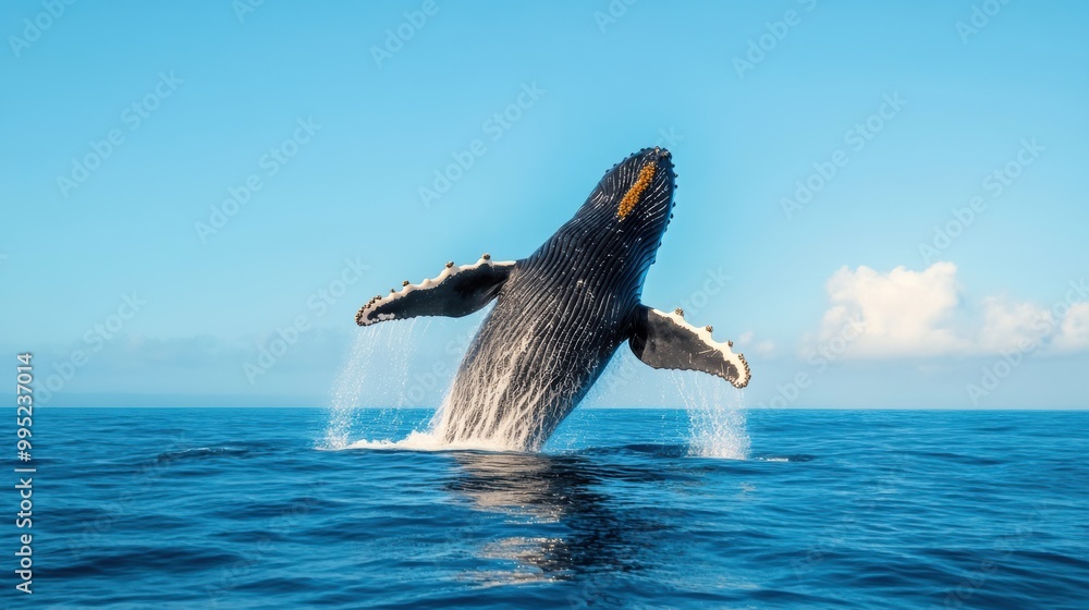 Fototapeta premium Majestic Humpback Whale Breaching the Ocean Surface
