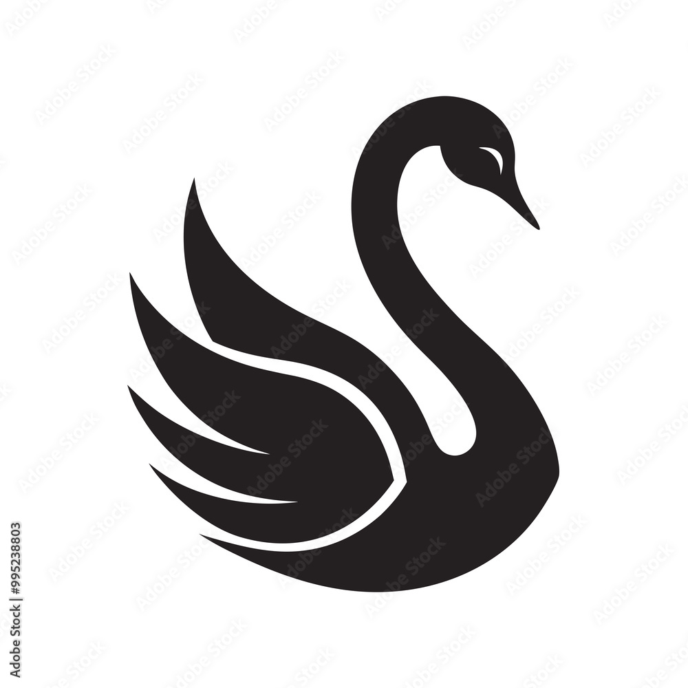 Fototapeta premium Swan bird silhouette vector illustration