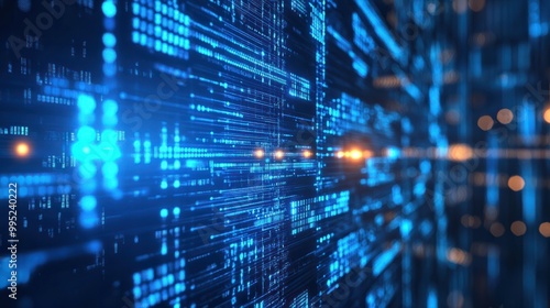 Wallpaper Mural Data Technology Blue Signals With Dark Background, Tech Signal, Blue Signals Torontodigital.ca