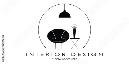 Interior room, furniture gallery logo design