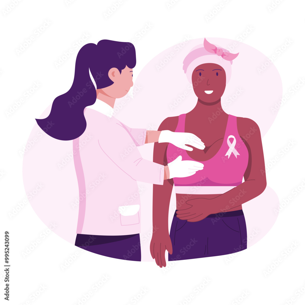 Breast checkup illustration designed in flat style Breast checkup illustration designed in flat style
