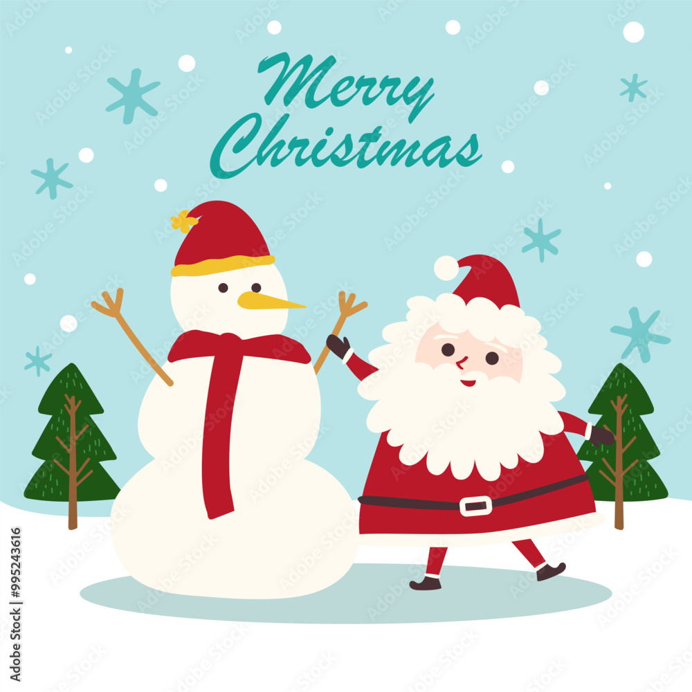 Hand-Drawn Christmas Holiday Concept illustration.Santa Claus, snowman Character.New year Greeting Card. Hand-Drawn Christmas Holiday Concept illustration.Santa Claus, snowman Character.New year Greeting Card.