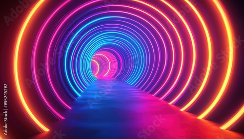 Concentric circular patterns with neon colors, symbolizing the repetitive loops of AI learning processes