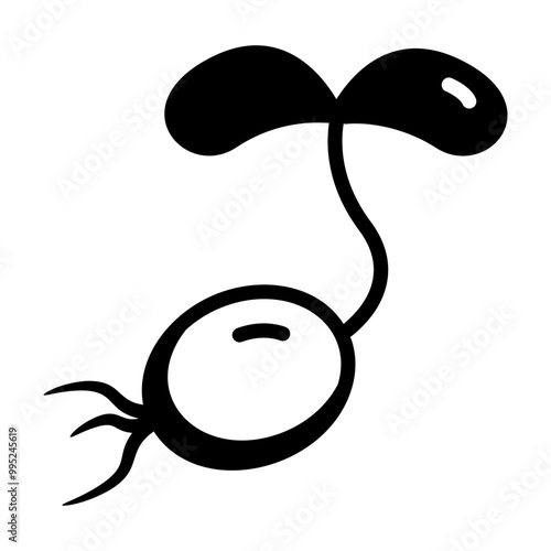 A sketchy icon of sprouting seed 