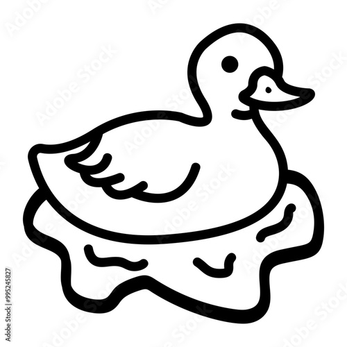 A sketchy style icon of a duck 