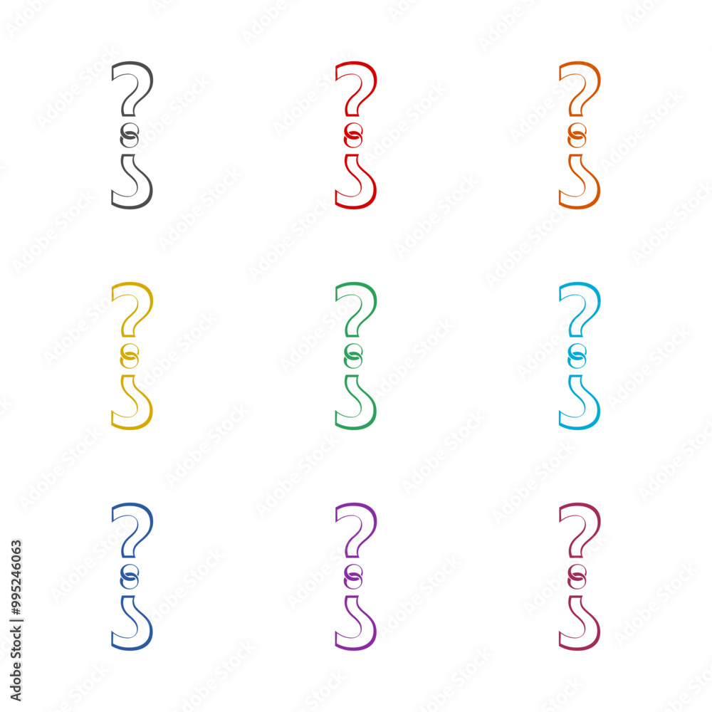 Question mark line icon isolated on white background. Set icons colorful Question mark line icon isolated on white background. Set icons colorful