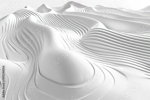 Abstract Modern Minimalist White Waves Background with Space for Your Text