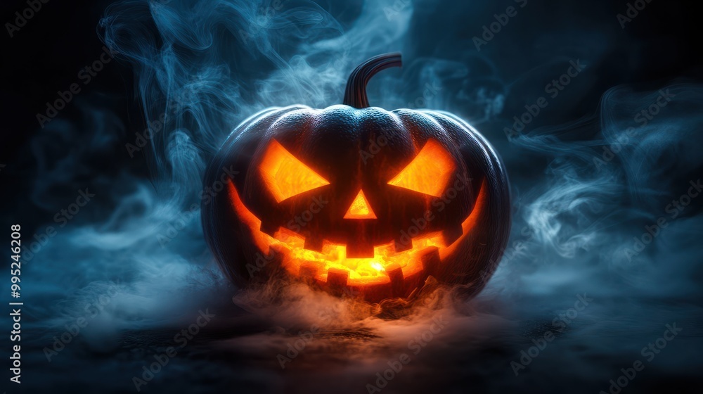 halloween pumpkin Jack O' lantern wallpaper surrounded by smoke in the dark background halloween pumpkin Jack O' lantern wallpaper surrounded by smoke in the dark background