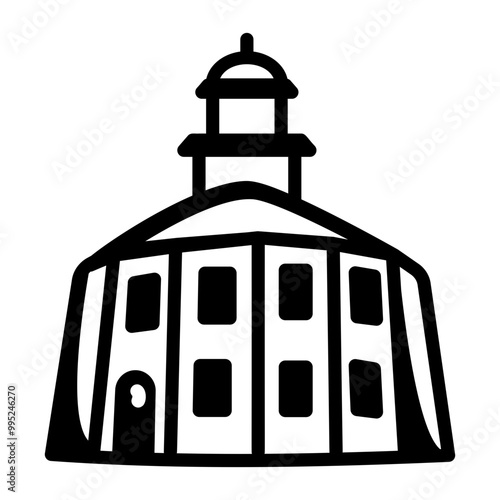 Hand drawn icon of round church 