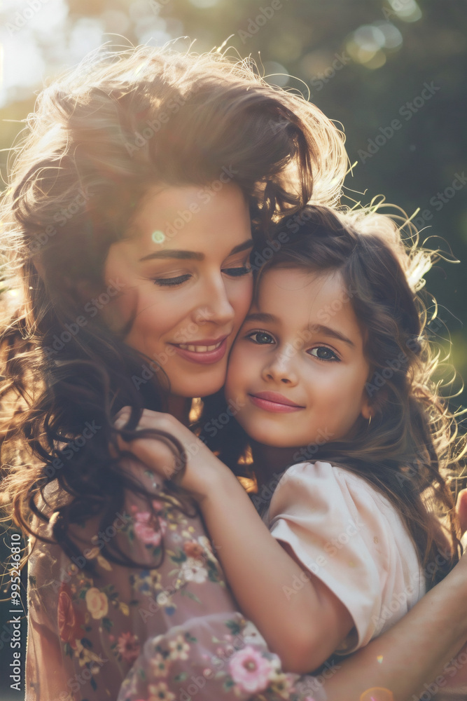 Fototapeta premium Adorable Mother Daughter Bond: Casual Happiness in Life Concept