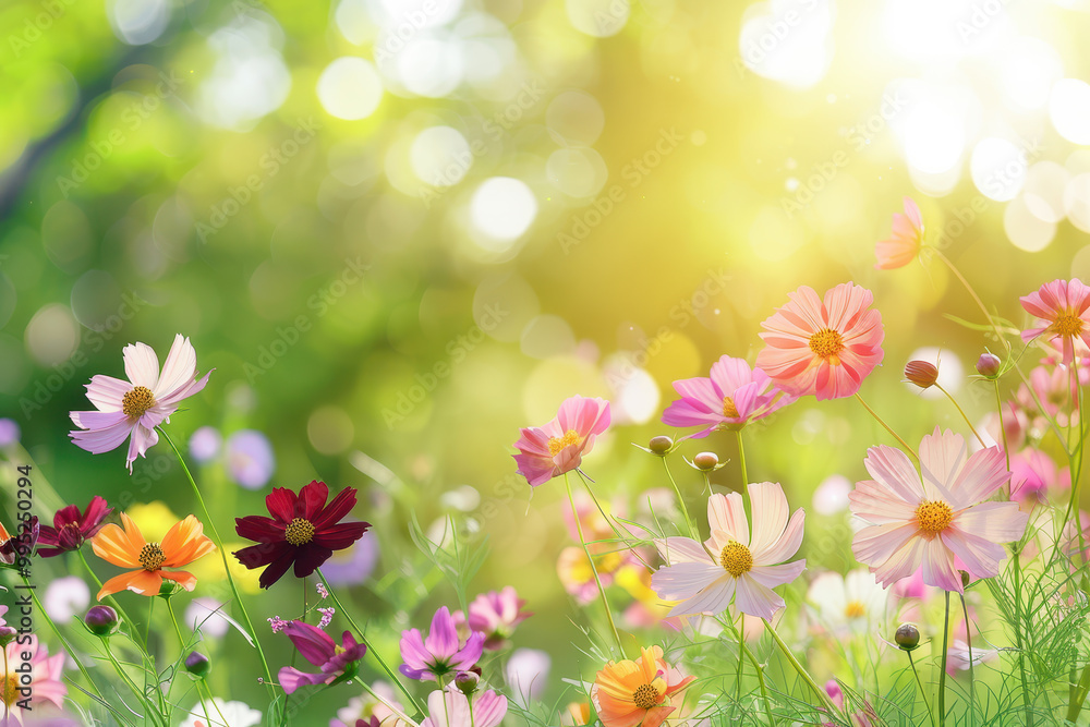 Naklejka premium Beautiful Cosmos Flowers in the Garden.