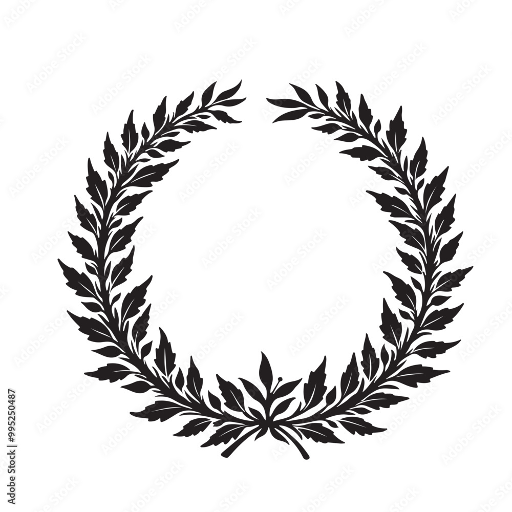wreaths and branches with leaves silhouette vector wreaths and branches with leaves silhouette vector