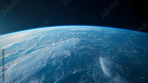 Satellite Perspective of a Flat Earth with Exaggerated Oceanic Boundaries An unconventional and imaginative representation of the planet showcasing a distinct between land and water