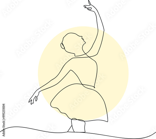 Ballet dancer vector design. Hand-drawn one line illustration of ballet dancer.
