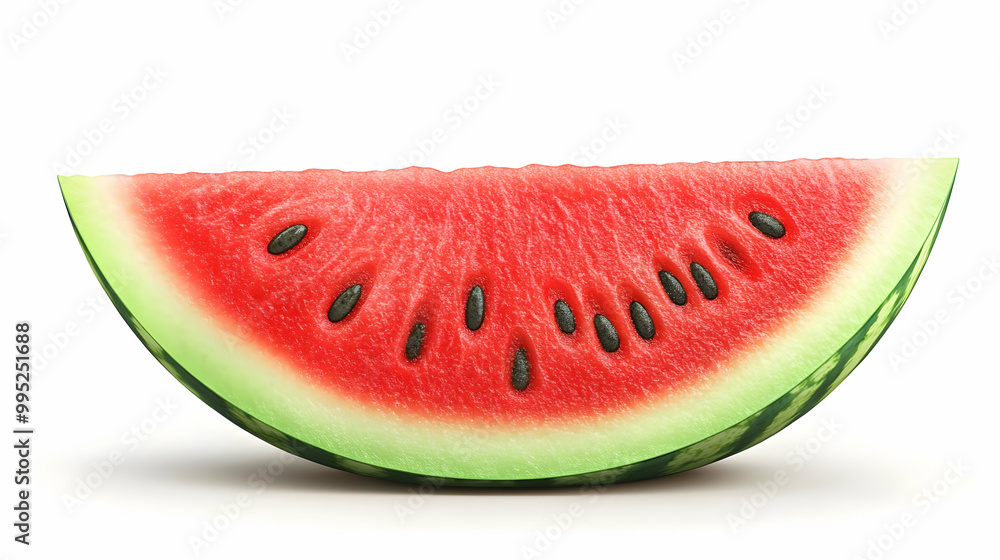 3D Watermelon Slice Icon - Juicy Red Interior & Green Rind Vector Design for Yalda Night Infographics on White Background 3D Watermelon Slice Icon - Juicy Red Interior & Green Rind Vector Design for Yalda Night Infographics on White Background