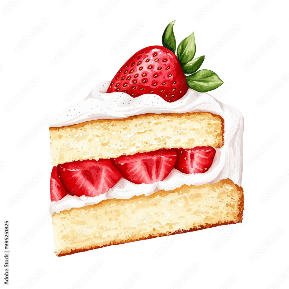 Delight in slice of sponge cake topped with fresh strawberries and whipped cream, perfect for any celebration or sweet craving Delight in slice of sponge cake topped with fresh strawberries and whipped cream, perfect for any celebration or sweet craving