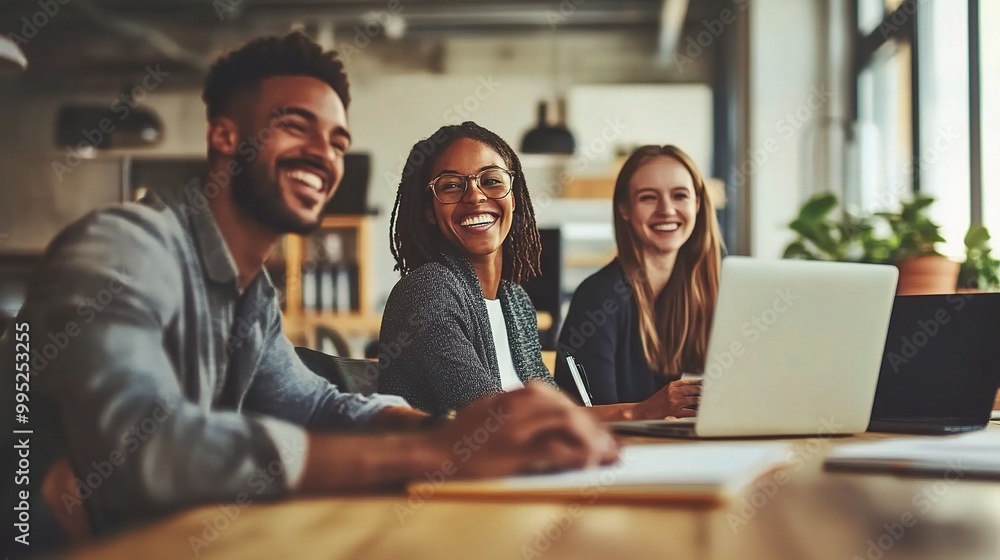 Diverse Team Collaborating in a Modern Workspace Diverse Team Collaborating in a Modern Workspace