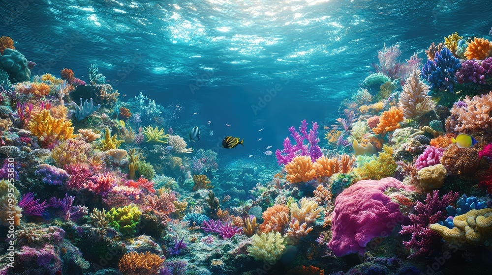 Fototapeta premium A vibrant coral reef teeming with colorful marine life