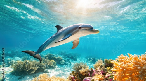 Playful Dolphin Swimming in Clear Tropical Waters