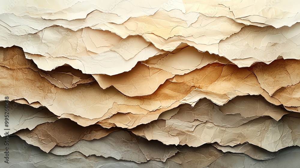 Torn paper textures layered over each other, creating an abstract ...