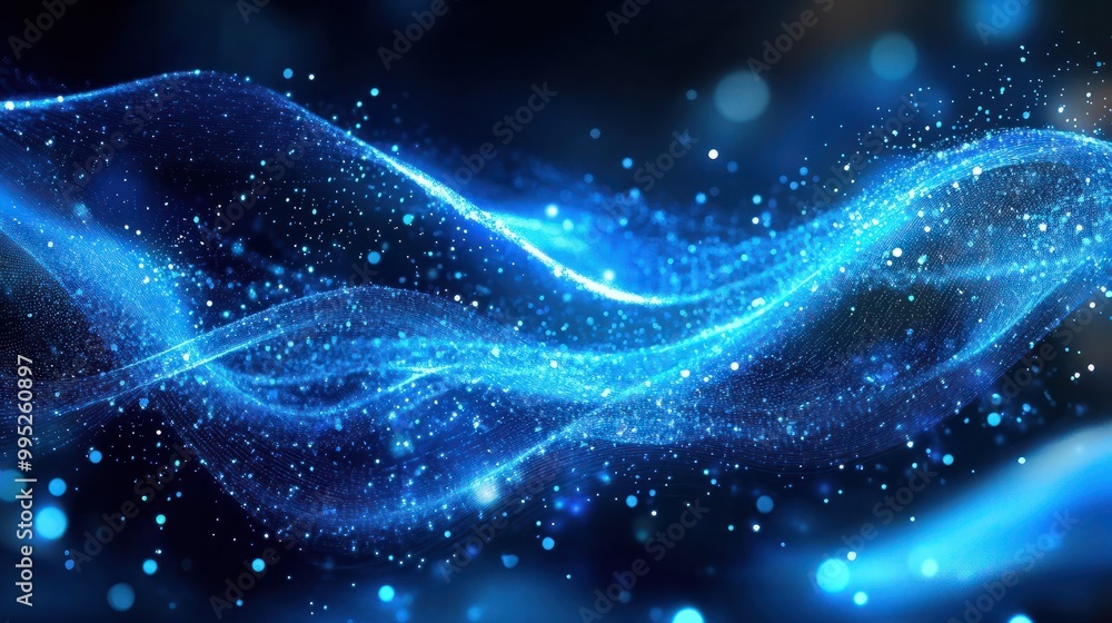 Wave particle technology background, blue curve business technology sense big data background material Wave particle technology background, blue curve business technology sense big data background material
