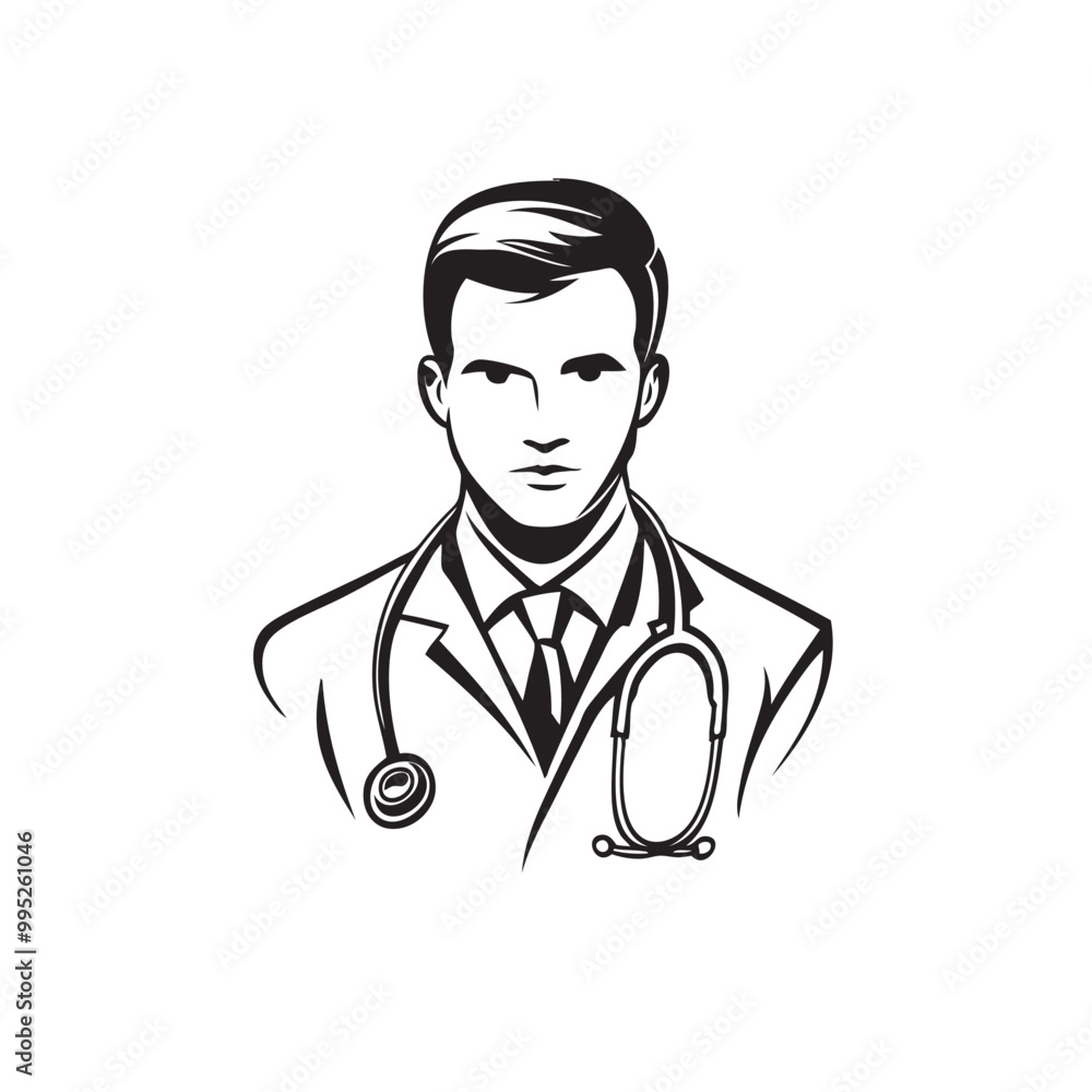 Medical Doctor, Physician Icon with Stethoscope Sign Medical Doctor, Physician Icon with Stethoscope Sign