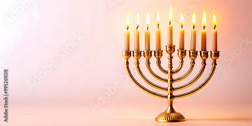 Flat Isolated Hanukkah Candles with Glowing Flames on White Background � Ideal for Infographics on Holiday Celebrations and Religious Traditions