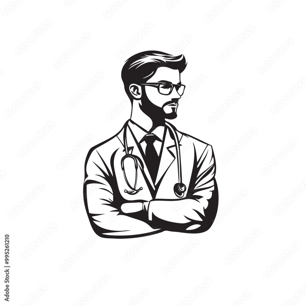 Medical Doctor, Physician Icon with Stethoscope Sign Medical Doctor, Physician Icon with Stethoscope Sign