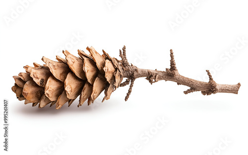 a pine cone on a branch

