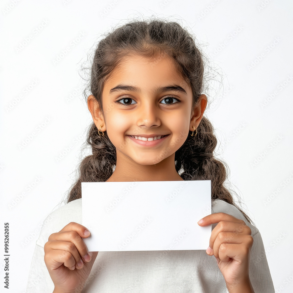 indian girl holding placard on white background indian girl holding placard on white background