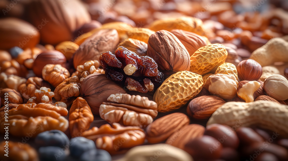 3D Macro Close-Up of Assorted Nuts and Dried Fruits on a White Background - Rotating Icon Showcasing Textures, Colors, and Rich Flavors 3D Macro Close-Up of Assorted Nuts and Dried Fruits on a White Background - Rotating Icon Showcasing Textures, Colors, and Rich Flavors
