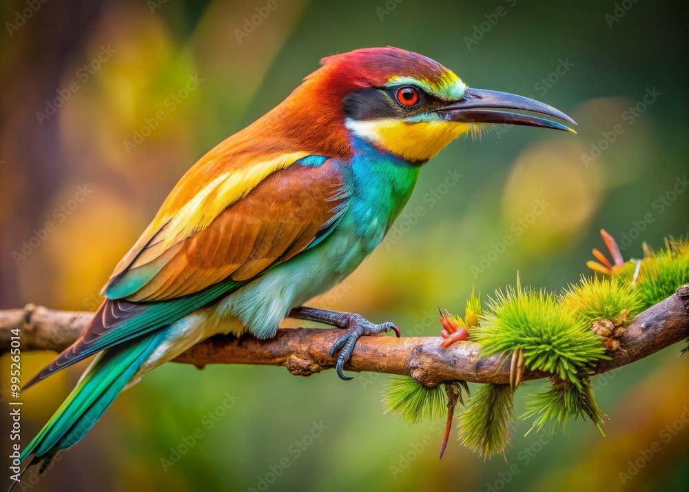 Fototapeta premium In a serene nature setting, a magnificent bird’s claws wrap around a branch, revealing its sharp talons and