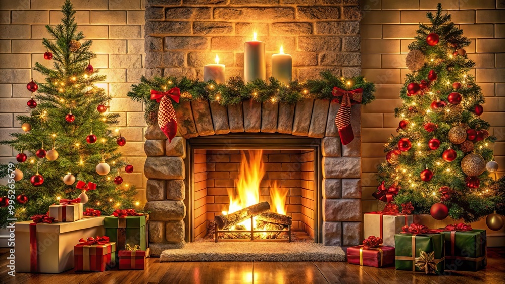 Cozy Christmas fireplace with forced perspective Cozy Christmas fireplace with forced perspective
