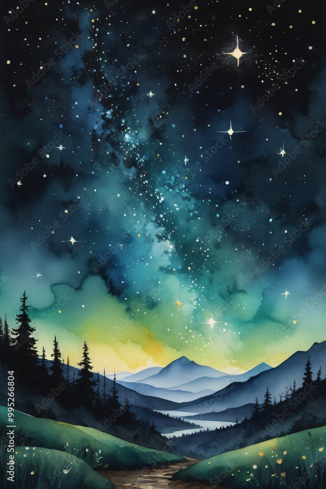 Fototapeta premium landscape with stars