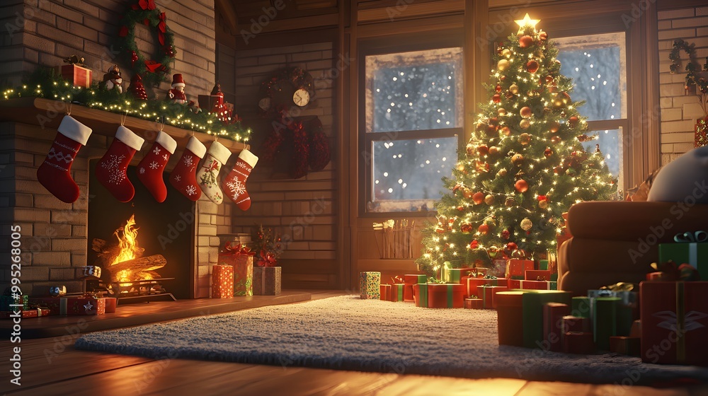 christmas tree in front of a fireplace christmas tree in front of a fireplace