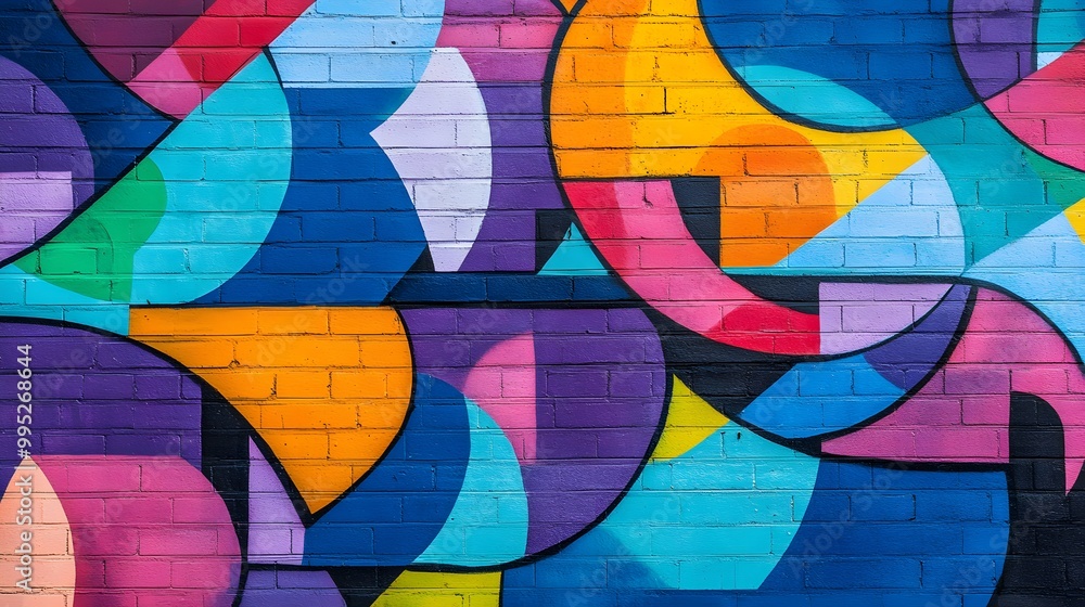 Fototapeta premium 74. A colorful graffiti wall in an urban setting filled with street art