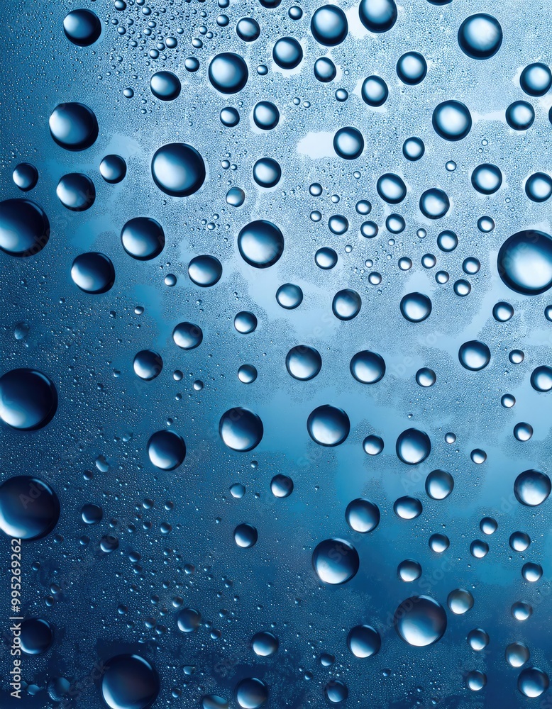 Water droplets on blue background Water droplets on blue background