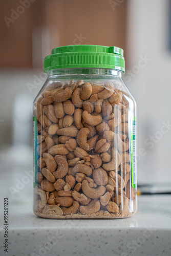 Jar of Cashew nuts on Kitchen Counter