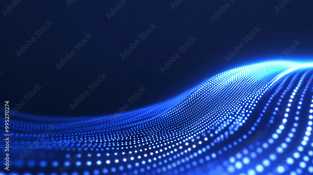 a wave-like pattern composed of countless blue dots against a dark background. a wave-like pattern composed of countless blue dots against a dark background.