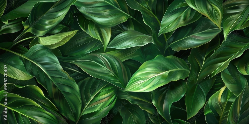 Nature's Luster. Smooth, glossy, and waxy leaves, plant texture concept Nature's Luster. Smooth, glossy, and waxy leaves, plant texture concept