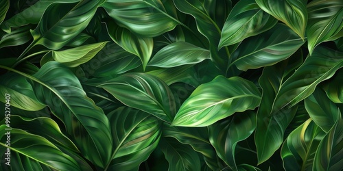 Nature's Luster. Smooth, glossy, and waxy leaves, plant texture concept