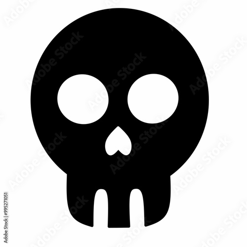 Skull Silhouette. Halloween Symbol, Death Concept, Spooky Design, Halloween Flat Vector Illustration