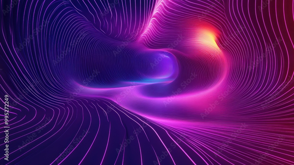3D panoramic neon background with glowing purple, violet, and pink lines, creating a striking effect under ultraviolet light 3D panoramic neon background with glowing purple, violet, and pink lines, creating a striking effect under ultraviolet light