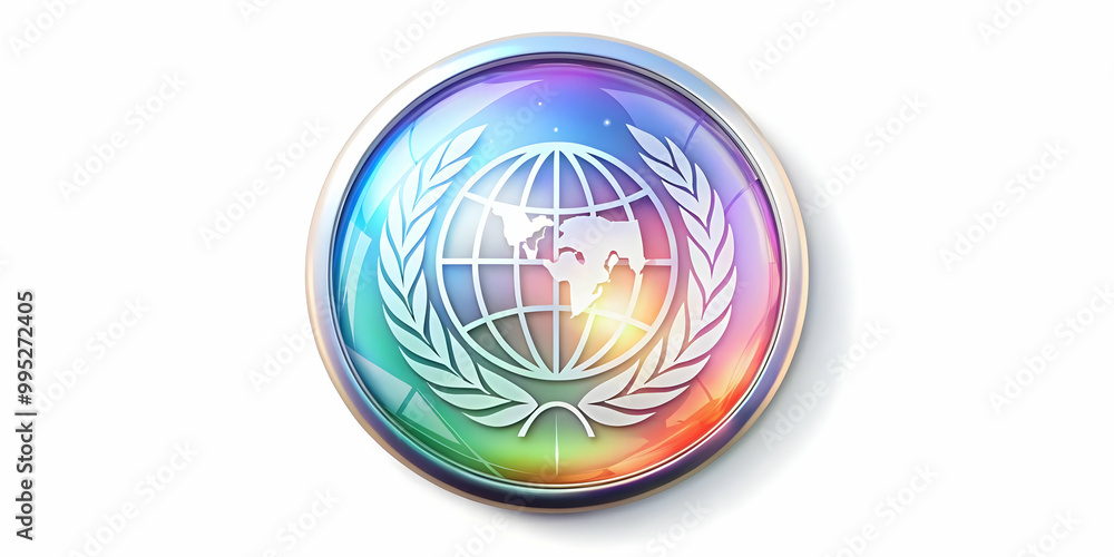 Flat Glossy Holographic Human Rights Badge with Glowing Globe - Symbolizing Global Human Rights & Peace in Simple Vector Illustration Flat Glossy Holographic Human Rights Badge with Glowing Globe - Symbolizing Global Human Rights & Peace in Simple Vector Illustration