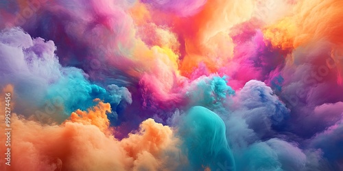 Colorful smoky clouds abstract background wallpaper, vintage cloudlike paint