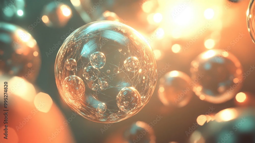 3D render featuring interconnected abstract spheres, with a mix of transparent and opaque surfaces creating a mesmerizing visual effect 3D render featuring interconnected abstract spheres, with a mix of transparent and opaque surfaces creating a mesmerizing visual effect