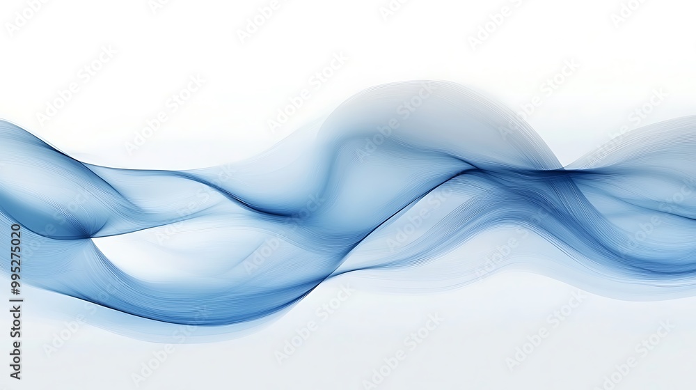 Fototapeta premium Blue waves abstract background design of white surface, illustration patterned design